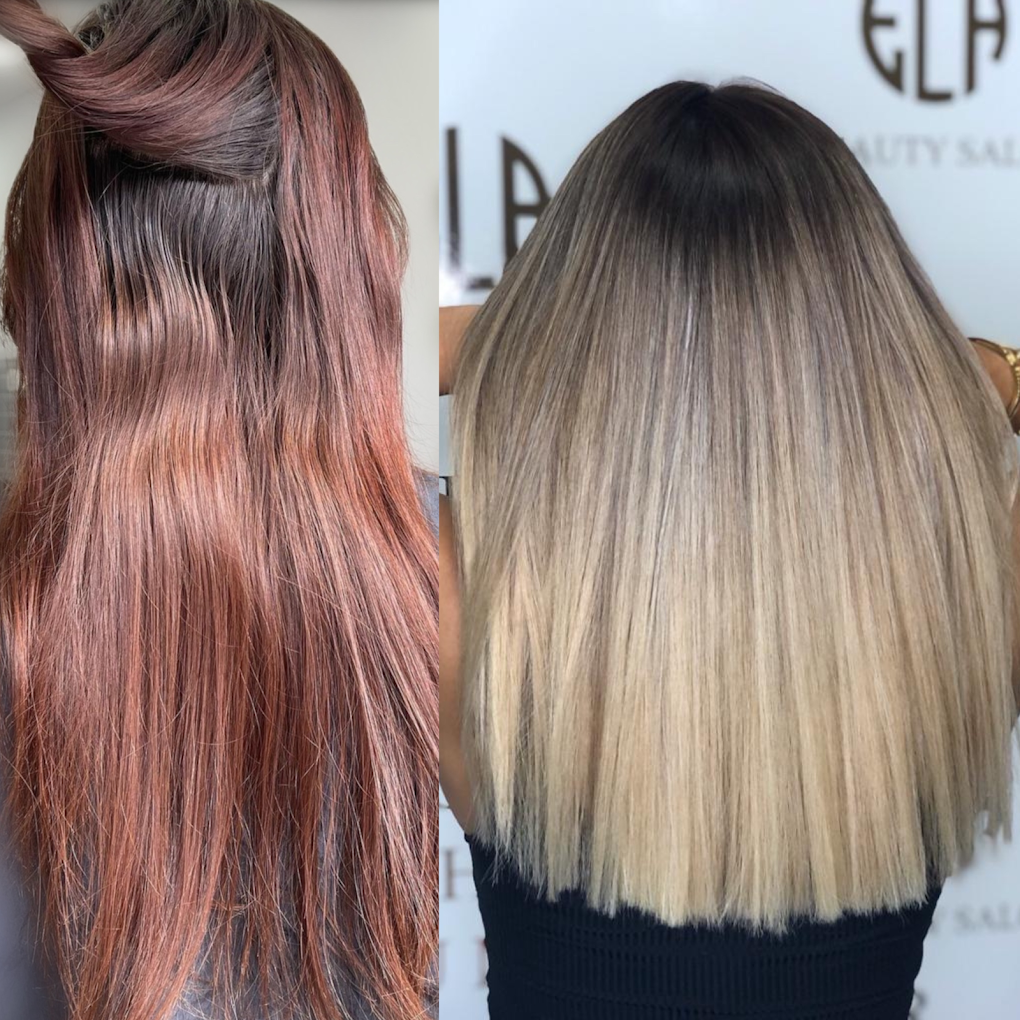 Before and after transformation at Ela Beauty Salon