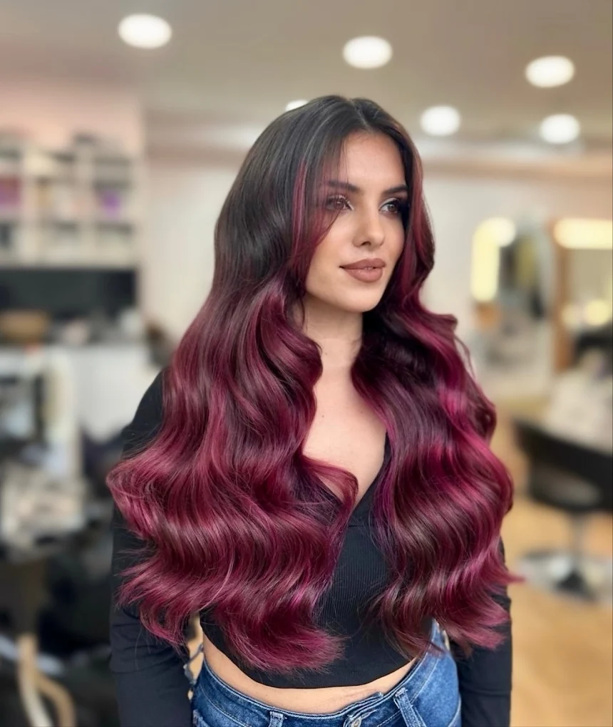 Red balayage at Ela Beauty Salon